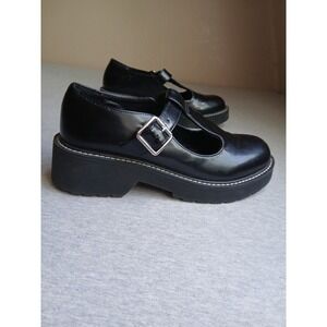 Steve Madden Girl Shoes 9.5 Platform Clog Grunge Goth Buckle Lug Sole Black
